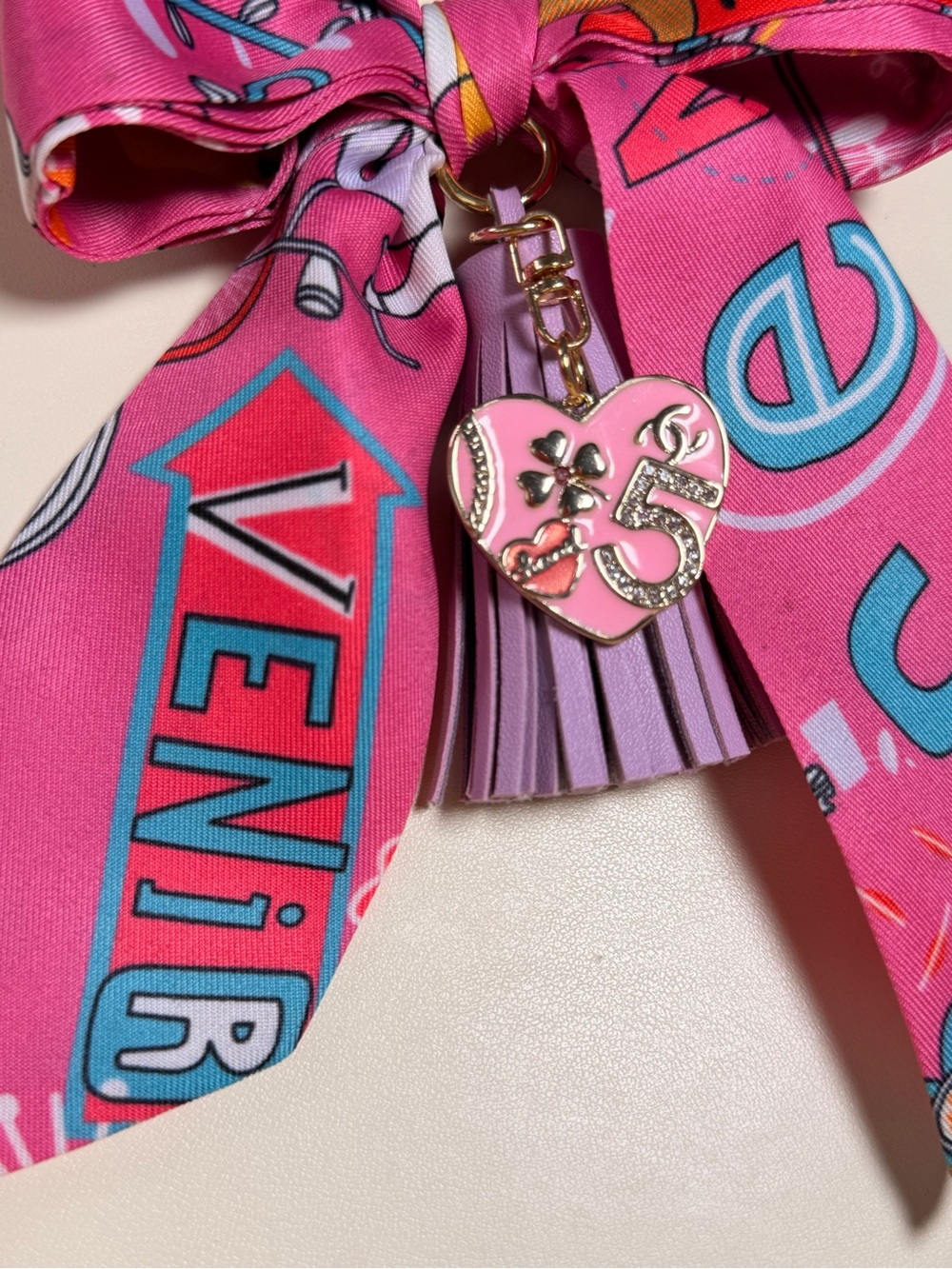 Pink Twilly Bow Custom Statement Bag Charm